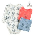 Cool Club, Body cu maneca lunga pentru baieti, bumbac organic, mix de culori, imprimeu Mickey Mouse, set 3 buc.