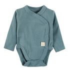 Cool Club, Body cu maneca lunga pentru bebelusi, din tricot striat, verde-albastru
