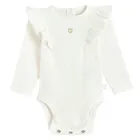 Cool Club, Body cu maneca lunga pentru fete, din tricot striat, alb