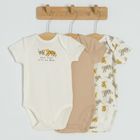 Cool Club, Body cu maneca scurta pentru bebelusi, bej, ecru, set 3 buc.