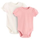 Cool Club, Body cu maneca scurta pentru fete, din tricot striat, roz, set, 2 buc.
