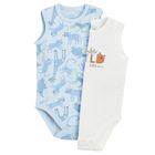 Cool Club, Body fara maneci pentru baieti, ecru, albastru, set, 2 buc.