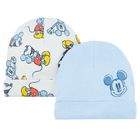 Cool Club, Caciula pentru baieti, gri, albastru, imprimeu Mickey Mouse, set 2 buc.