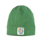 Cool Club, Caciula pentru baieti, tricot striat, verde, imprimeu Just have fun