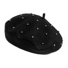 Cool Club, Caciula pentru fete, tip bereta, neagra, perle