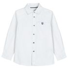 Cool Club, Camasa cu maneca lunga si buzunar pentru baieti, slim fit, alb