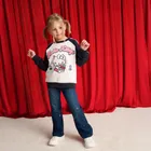 Cool Club, Colanti denim pentru fete, croiala flare, albastru