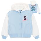 Cool Club, Geaca de baseball cu gluga pentru fete, albastru, imprimeu Lilo si Stitch