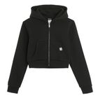 Cool Club, Hanorac cu gluga pentru fete, cu fermoar, crop top, negru