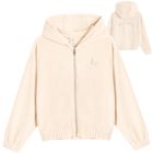 Cool Club, Hanorac cu gluga pentru fete, rozpinana, velur, bej