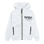 Cool Club, Hanorac cu gluga si fermoar pentru baieti, alb, imprimeu NASA