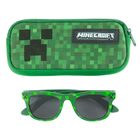 Cool Club, Ochelari de soare pentru baieti, Cutie de ochelari, verde, imprimeu Minecraft