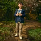 Cool Club, Pantaloni din material textil pentru baieti, wide leg, bej