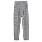 Cool Club, Pantaloni din material textil pentru fete, alb-negru, in carouri