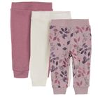 Cool Club, Pantaloni pentru fete, alb, violet, imprimeu flori, set 3 buc.
