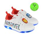 Cool Club, Pantofi sport pentru baieti, alb, talpa cu leduri, imprimeu Marvel Super Heroes