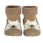 Cool Club, Papuci de casa tip soseta pentru copii, maro, talpa Barefoot