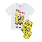 Cool Club, Pijama pentru baieti, alb-galben, imprimeu SpongeBob