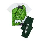 Cool Club, Pijama pentru baieti, alb-verde, imprimeu Hulk, Marvel Super Heroes