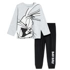 Cool Club, Pijama pentru baieti, gri-negru, imprimeu Looney Tunes