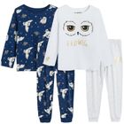 Cool Club, Pijama pentru fete, alb-gri, bleumarin, imprimeu Harry Potter, set 2 buc.