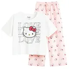Cool Club, Pijama pentru fete, alb-roz, imprimeu Hello Kitty