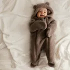 Cool Club, Pijama tip salopeta cu gluga pentru bebelusi, maro