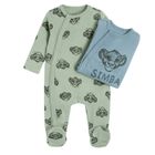Cool Club, Pijama tip salopeta pentru baieti, albastru, verde, imprimeu Lion King, set 2 buc.