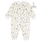 Cool Club, Pijama tip salopeta pentru baieti, bumbac organic, ecru