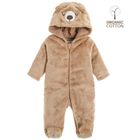 Cool Club, Pijama tip salopeta pentru baieti, bumbac organic, maro, plus, model ursulet