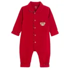 Cool Club, Pijama tip salopeta pentru baieti, flanel, rosu