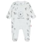 Cool Club, Pijama tip salopeta pentru bebelusi, bumbac organic, ecru, imprimeu Winnie the Pooh