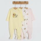 Cool Club, Pijama tip salopeta pentru fete, alb, roz, galben, imprimeu Winnie the Pooh, set, 3 buc.