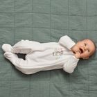 Cool Club, Pijama tip salopeta pentru fete, bumbac organic, ecru