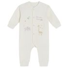 Cool Club, Pijama tip salopeta pentru fete, bumbac organic, ecru