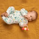 Cool Club, Pijama tip salopeta pentru fete, bumbac organic, ecru