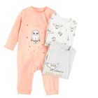 Cool Club, Pijama tip salopeta pentru fete, bumbac organic, mix de culori, imprimeu Harry Potter, set 3 buc.