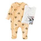 Cool Club, Pijama tip salopeta pentru fete, ecru, galben, imprimeu Minnie Mouse, set 2 buc.