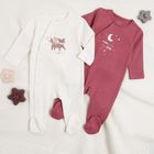 Cool Club, Pijama tip salopeta pentru fete, violet, ecru, set 2 buc.
