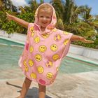 Cool Club, Prosop tip poncho cu gluga pentru fete, roz, imprimeu SmileyWorld