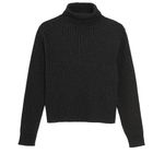 Cool Club, Pulover cu guler inalt pentru fete, din tricot striat, negru