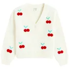 Cool Club, Pulover pentru fete, cu nasturi, alb