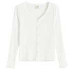 Cool Club, Pulover pentru fete, cu nasturi, din tricot striat, alb