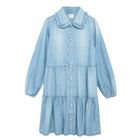 Cool Club, Rochie cu maneca lunga pentru fete, denim, cu guler