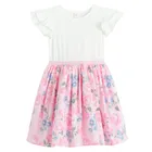 Cool Club, Rochie cu maneca scurta pentru fete, alb-roz