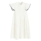 Cool Club, Rochie cu maneca scurta pentru fete, din tricot striat, alb