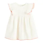 Cool Club, Rochie cu maneca scurta pentru fete, muselina, ecru