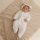 Cool Club, Salopeta cu gluga pentru bebelusi, muselina, alb