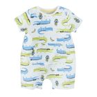Cool Club, Salopeta Rompers pentru baieti, alb, imprimeu crocodili, ananasi, banane