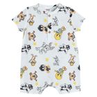 Cool Club, Salopeta rompers pentru baieti, alb, imprimeu Looney Tunes